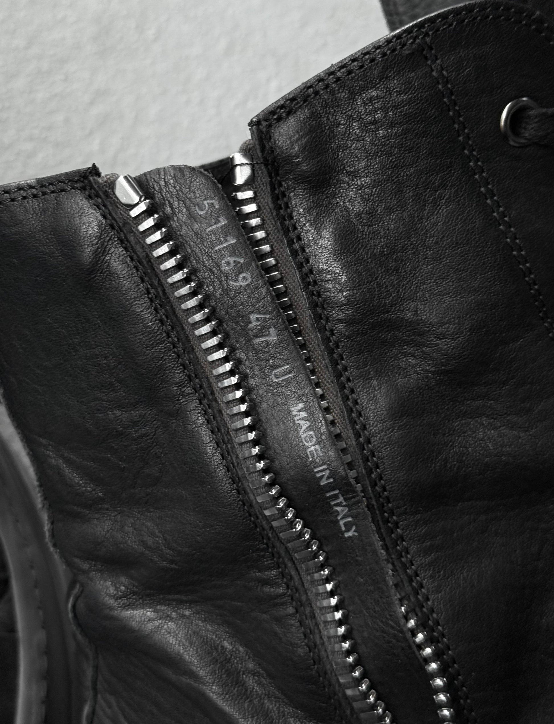 Rick Owens AW23 "LUXOR" Mega Bumper Leather Sneakers detail | DRIEW GARMENTS