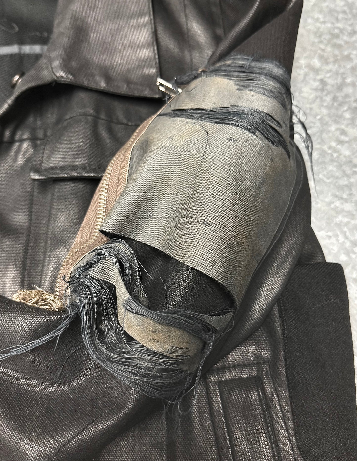 Rick Owens SS03 “SUCKERBALL” Resinated Denim MA-1 Trucker Jacket