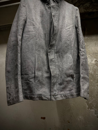 Carol Christian Poell AW97-98 Grey Hooded Zip-Up Denim Jacket detail | DRIEW GARMENTS