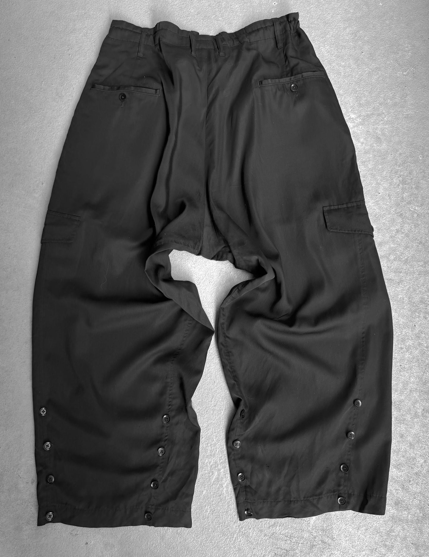 Yohji Yamamoto POUR HOMME SS20 Pleated Drop-crotch Button Hem Cargo Pants