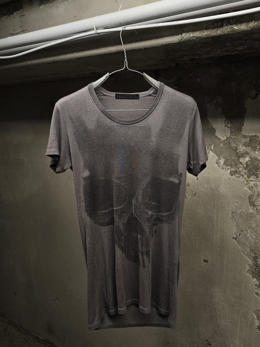JULIUS _7 SS09 "Insanity In Industrial Inc. #3 CANON_1 THE POSSESED" Light Grey Skull Print T-shirt | Archive Fashion Toronto
