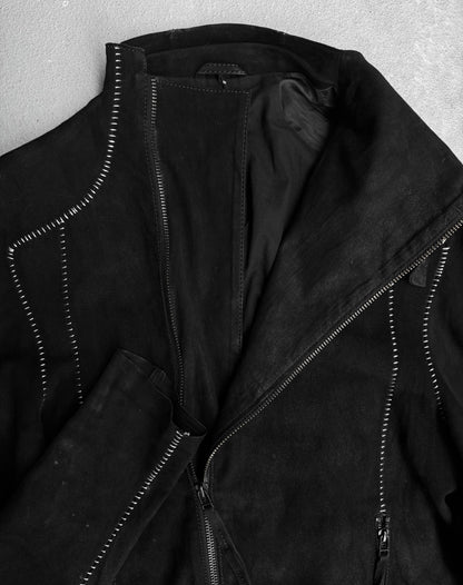 BARBARA I GONGINI SS17 Overlock Stitch Goatskin Suede Leather Jacket