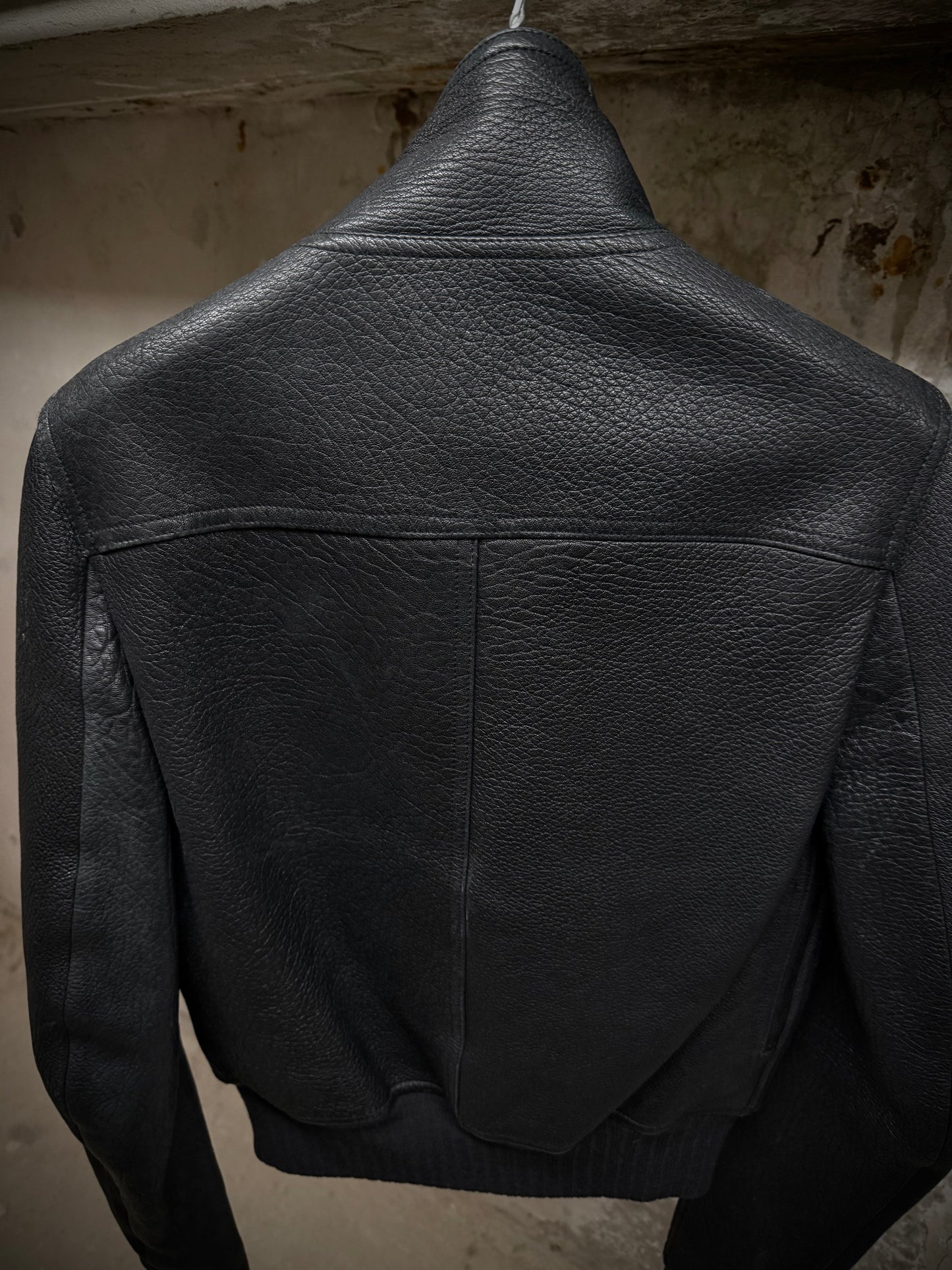 Rick Owens AW16 "MASTODON" Glitter Trench Cropped Ram Leather Jacket