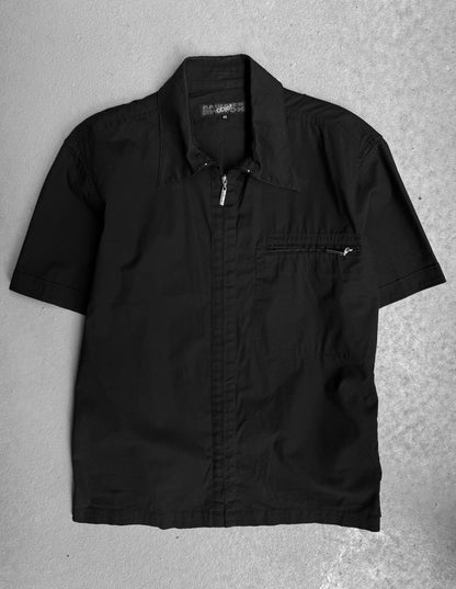 Jean-Paul GAULTIER Objet Early 00s Black Zip-up Short-sleeve Shirt