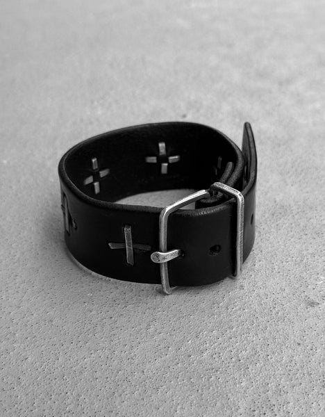 m.a+ by Maurizio Amadei 'AB4 GR 3.0' Buckle Cross Studded Leather