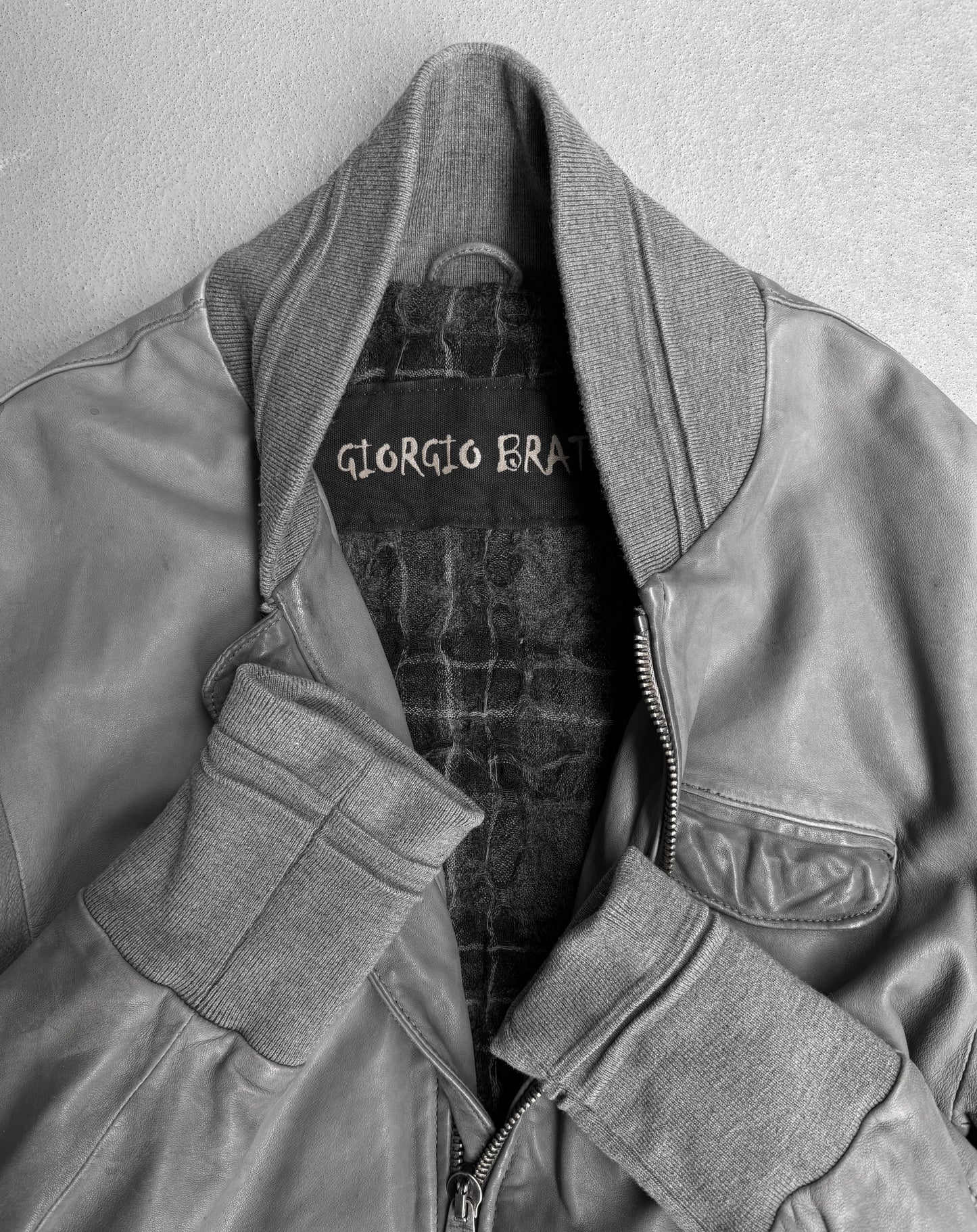 Giorgio Brato Early 00s Garment-dyed Sheepskin Leather Bomber Jacket