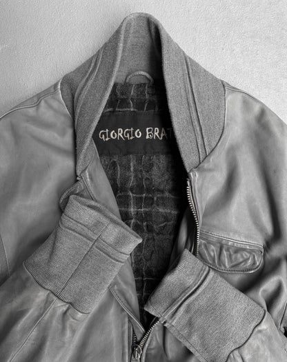Giorgio Brato Early 00s Garment-dyed Sheepskin Leather Bomber Jacket