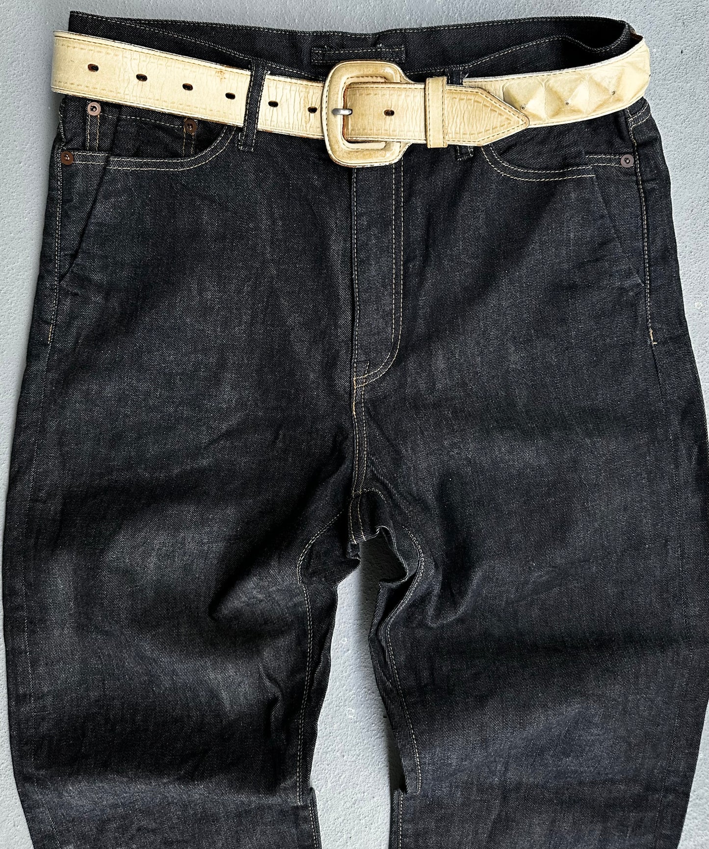 MiharaYasuhiro Early 00s Double Pockets Cropped Indigo Denim