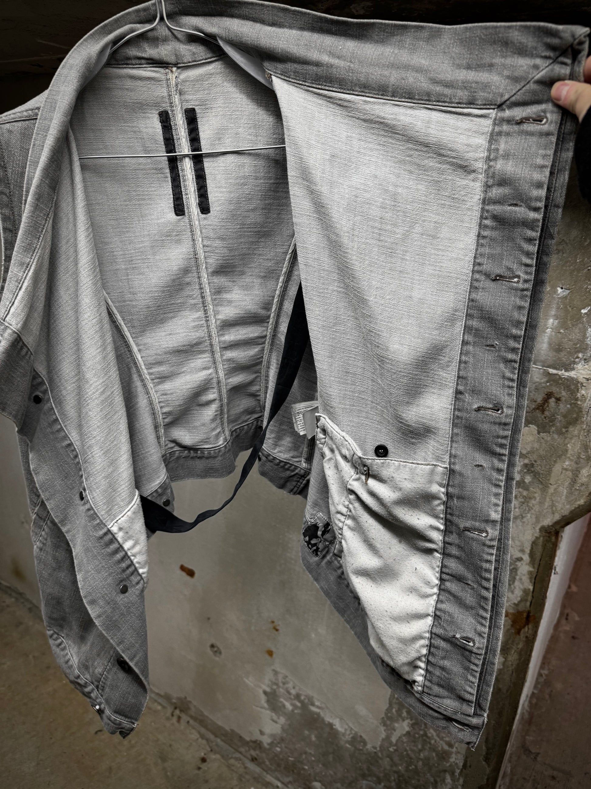 Rick Owens DRKSHDW AW08 "STAG" EGG Asymmetric Denim Vest detail | DRIEW GARMENTS