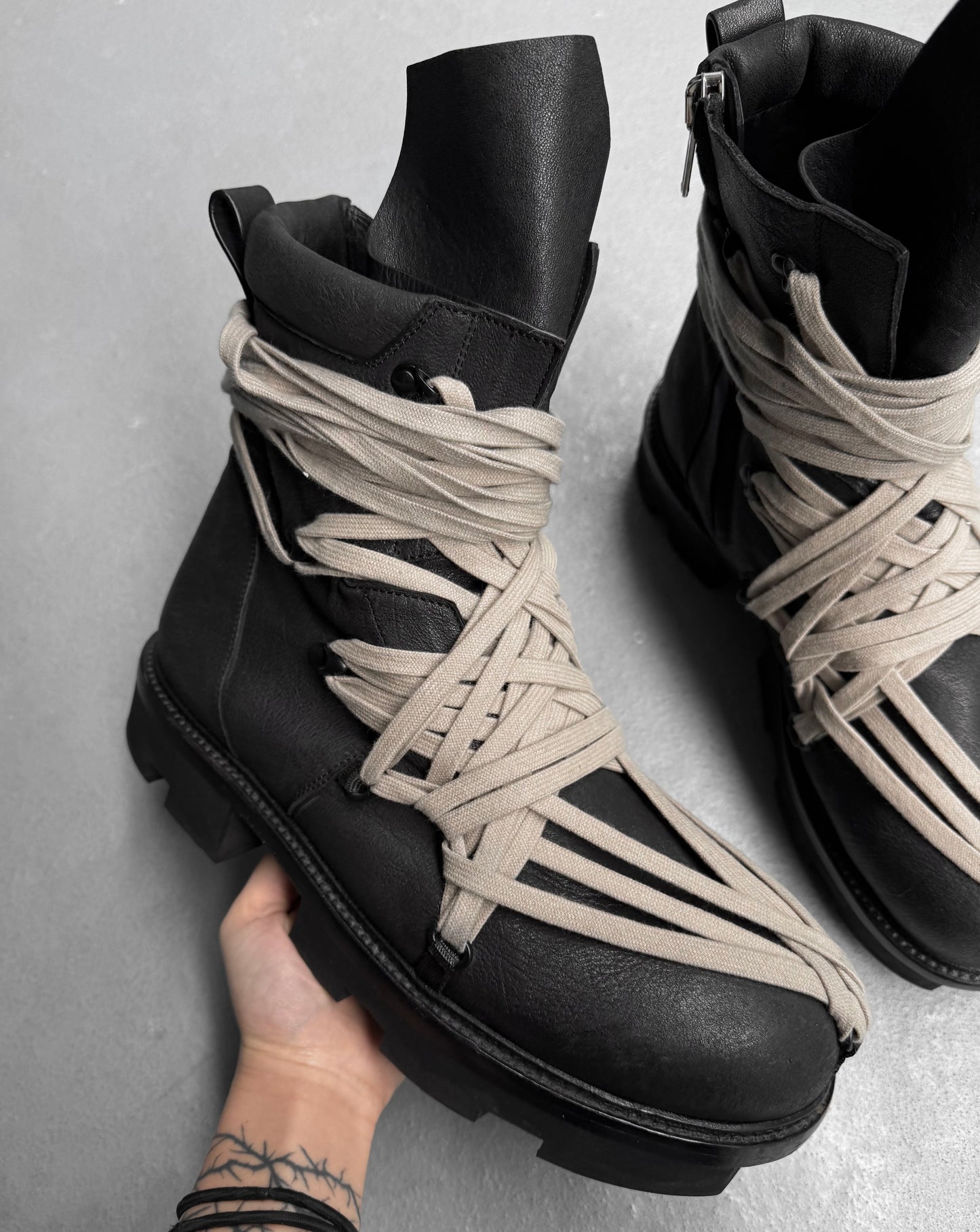 Rick Owens SS20 “TECUATL” Megalace Lace-up Army Boots