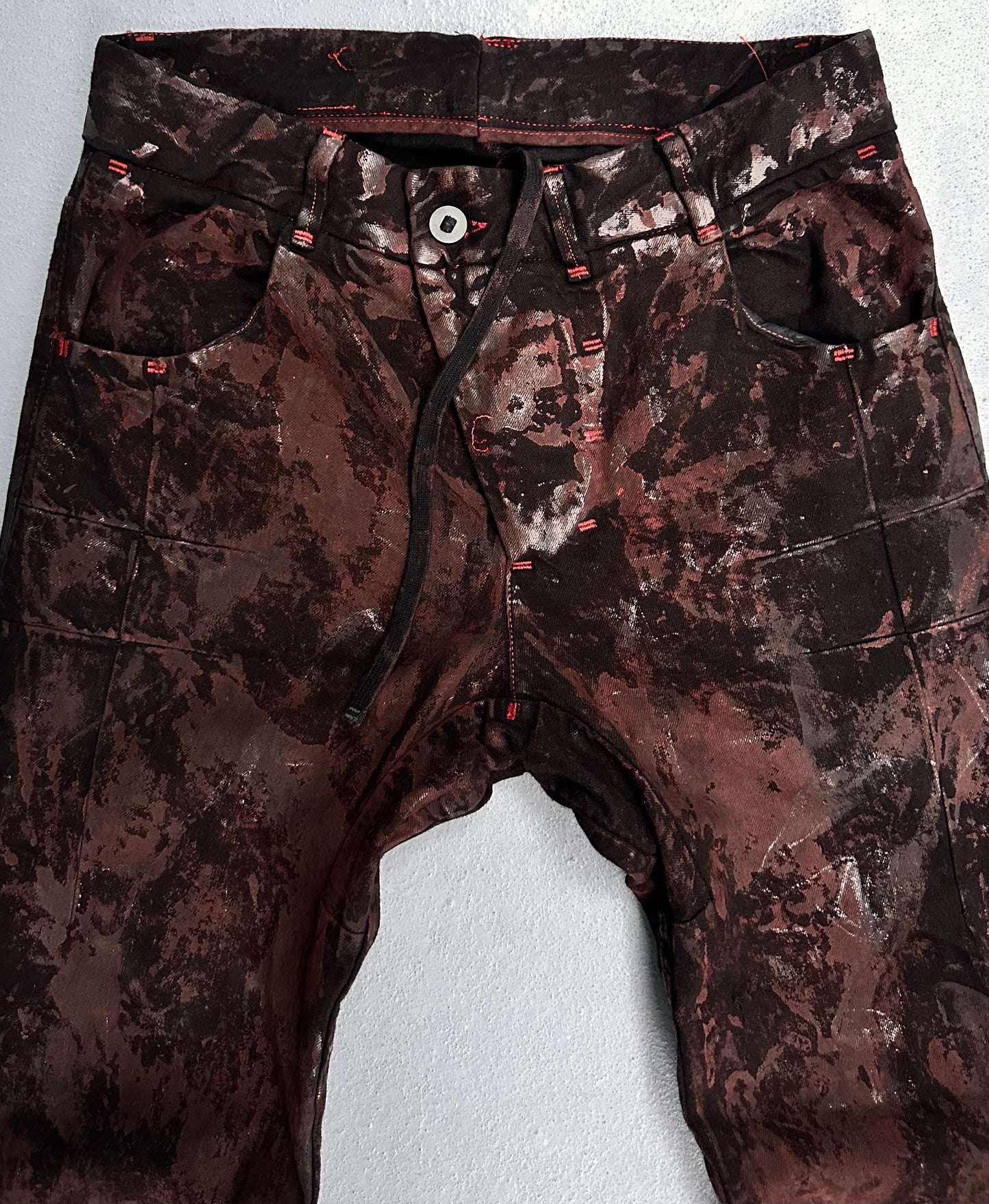 Boris Bidjan Saberi AW15-16 P13-RF ‘Bloor Red’ Object Dyed J-cut Vinyl Coating Denim