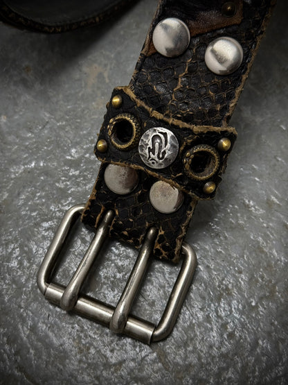 KMRii Early 00s Scar-stitch Honeycomb Leather Belt