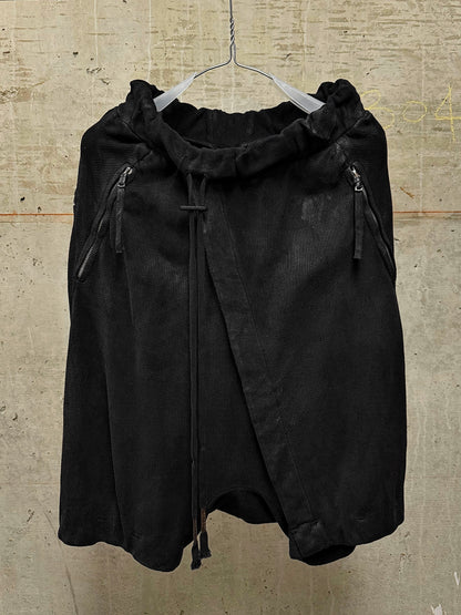 Boris Bidjan Saberi SS17 ‘P15-F0503M’ Object-dyed Vinyl Processed Military Drop-crotch Shorts