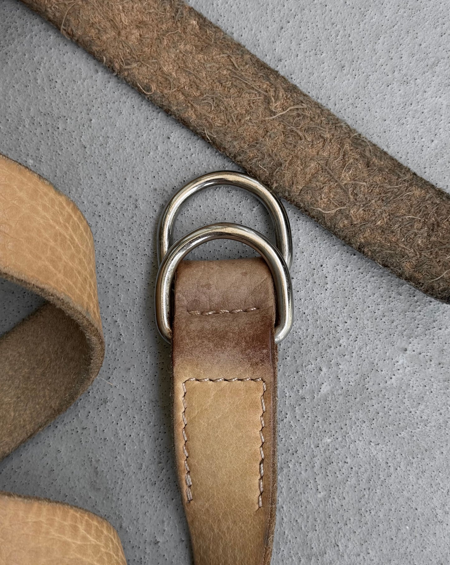 GUIDI ‘BLT0’ Beige Bison Leather D-ring Belt