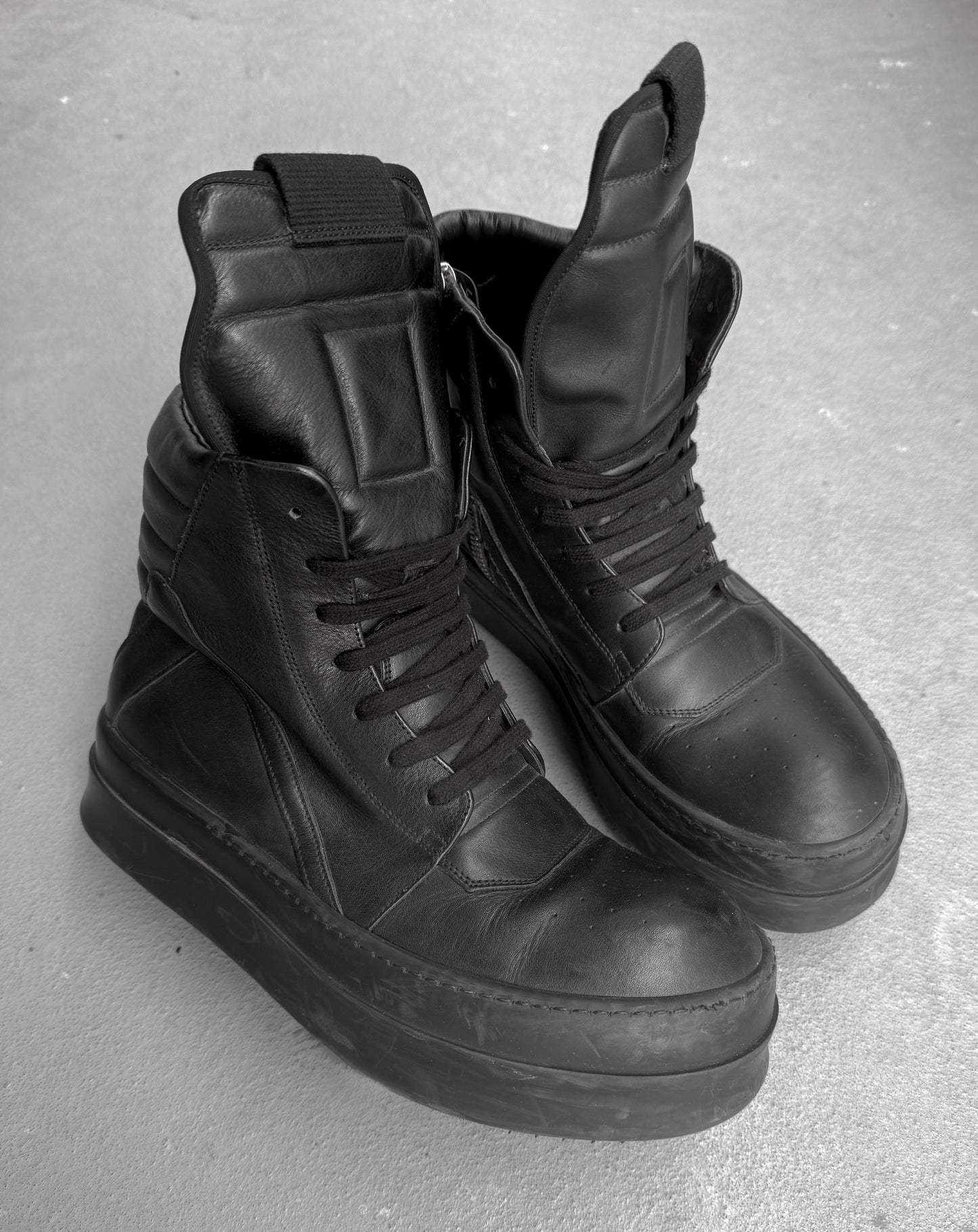 Rick Owens AW23 "LUXOR" Mega Bumper Geobasket Leather Sneakers