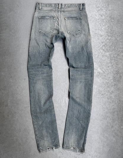 Saint Laurent Paris SS15 Blue ‘D02’ Light-distressed Crash Skinny Denim