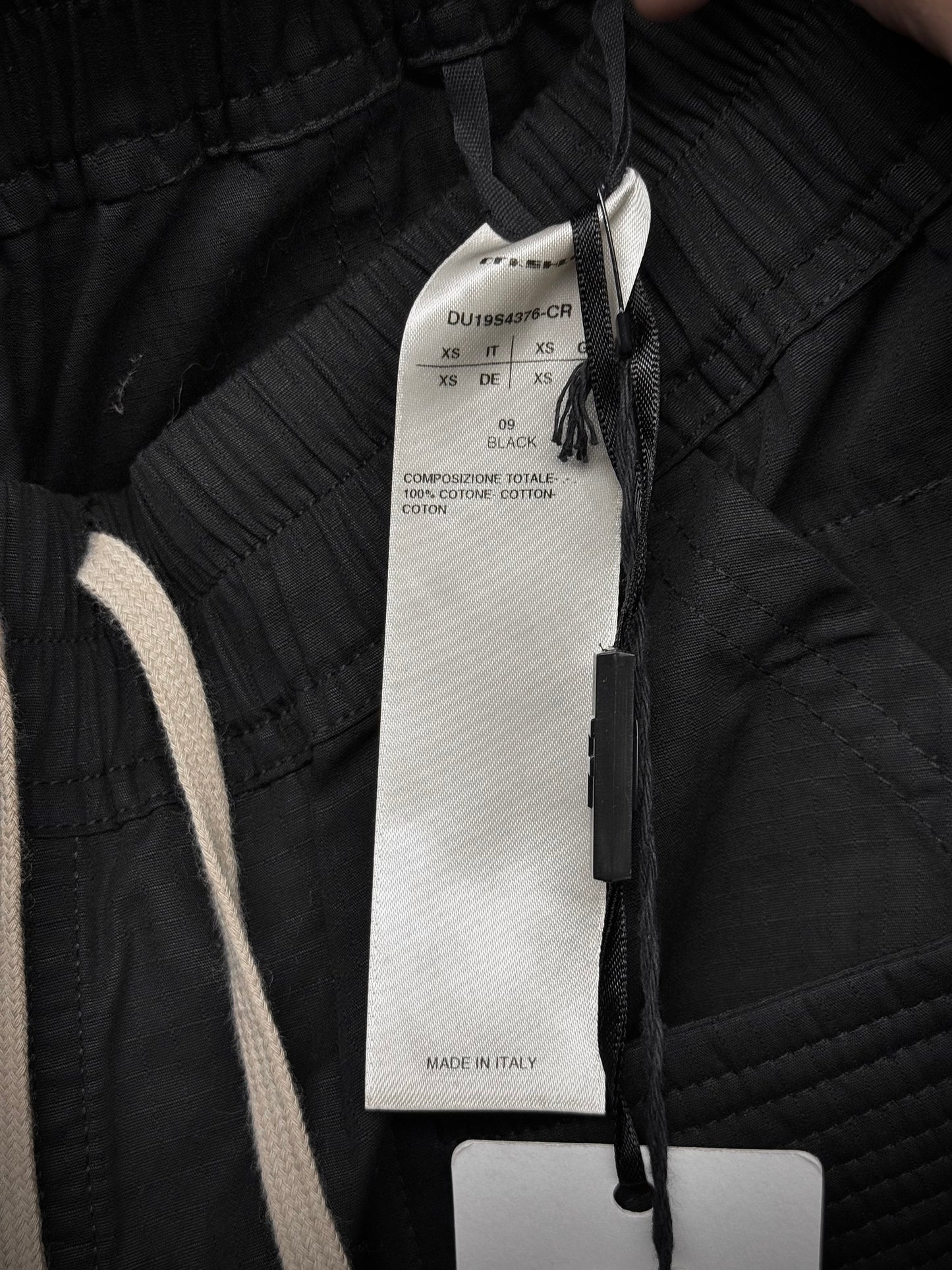 Rick Owens DRKSHDW SS19 "BABEL" Rip Stop Creatch Cargo Pants detail | DRIEW GARMENTS
