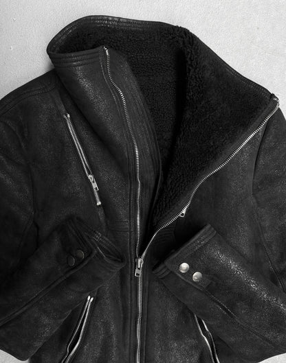 Rick Owens AW15 "SPHINX" Shearling Lamb Leather Geo Jacket