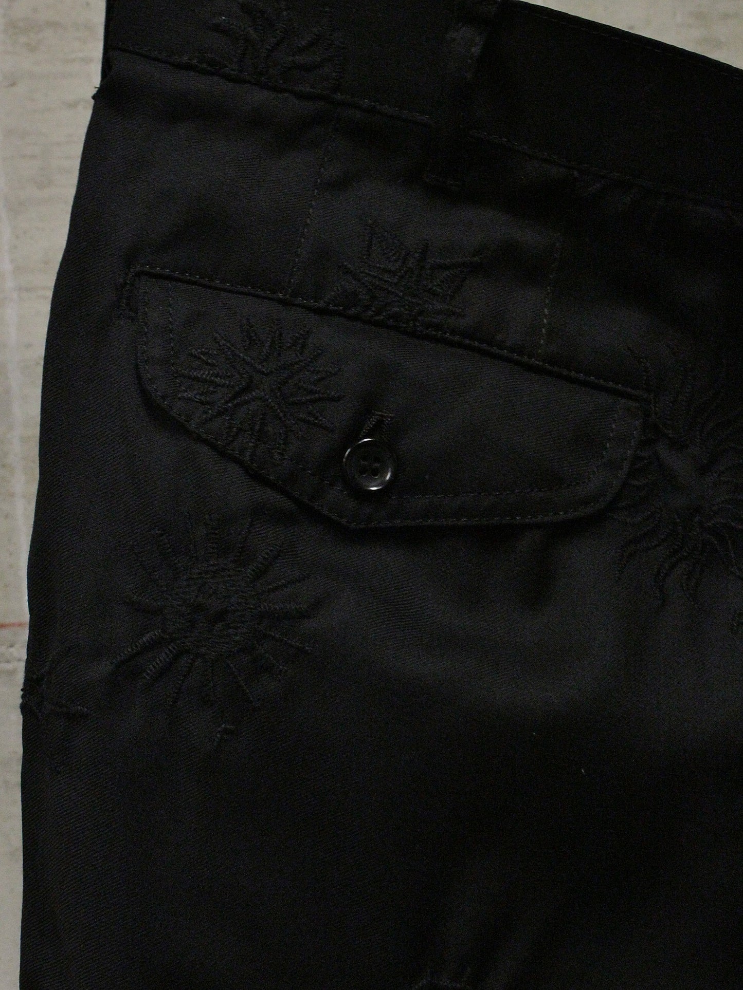 BLACK COMME des GARÇONS SS24 Black Sun Embroidered Wool Pants