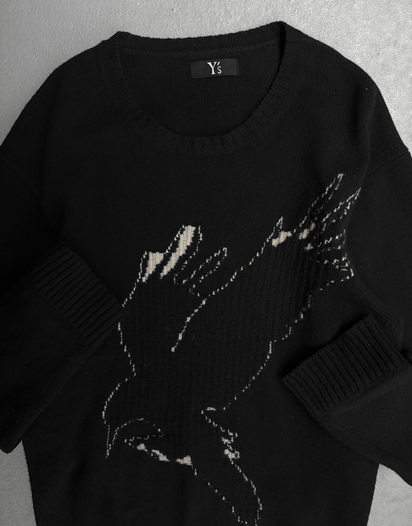 Y’s by Yohji Yamamoto AW21 Oversized Black Crow Wool Knit Sweater