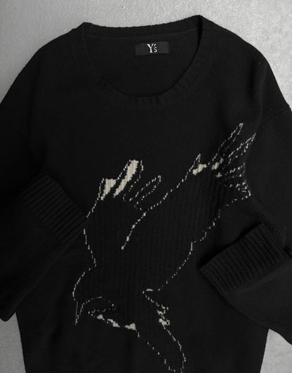 Y’s by Yohji Yamamoto AW21 Oversized Black Crow Wool Knit Sweater