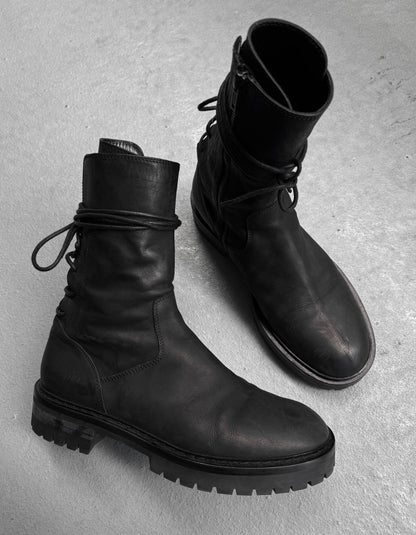 Ann Demeulemeester AW19 ‘Louisse’ Backlace Nubuck Leather Boots