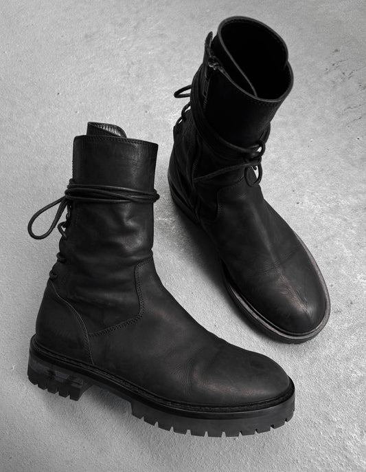 Ann Demeulemeester AW19 ‘Louisse’ Backlace Nubuck Leather Boots