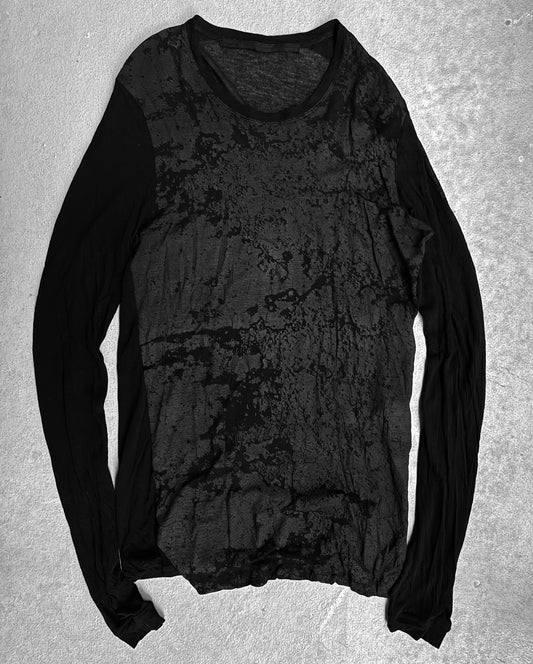 Julius_7 AW15-16 "sphere;" Sheer Black Graphic Long-Sleeves