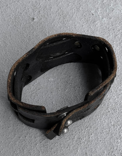 LED RECHWE Early 00s Punk Crystal Studded Leather Cuff