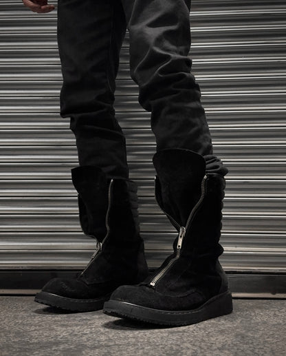 Rick Owens AW11 “LIMO” Suede Leather Mohawk Basket Creeper Boots