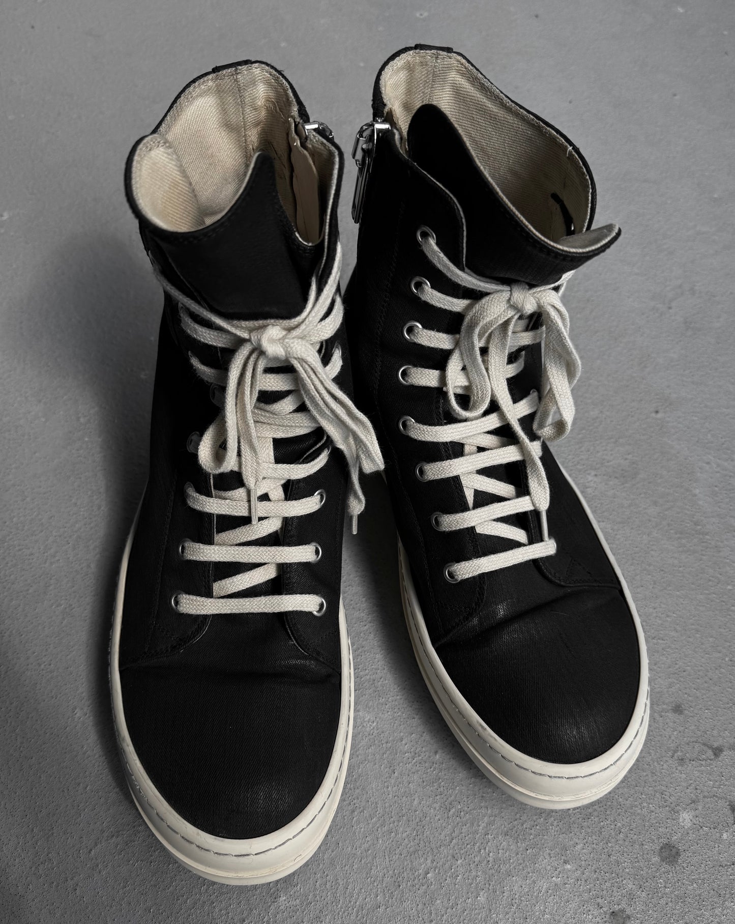 Rick Owens DRKSHDW AW15 “SPHINX” Waxed Canvas Vegan Ramones Sneakers