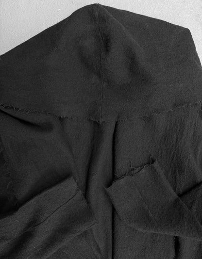 SHELLAC Early 00s Raw-Edge Drape Wool Hooded Coat