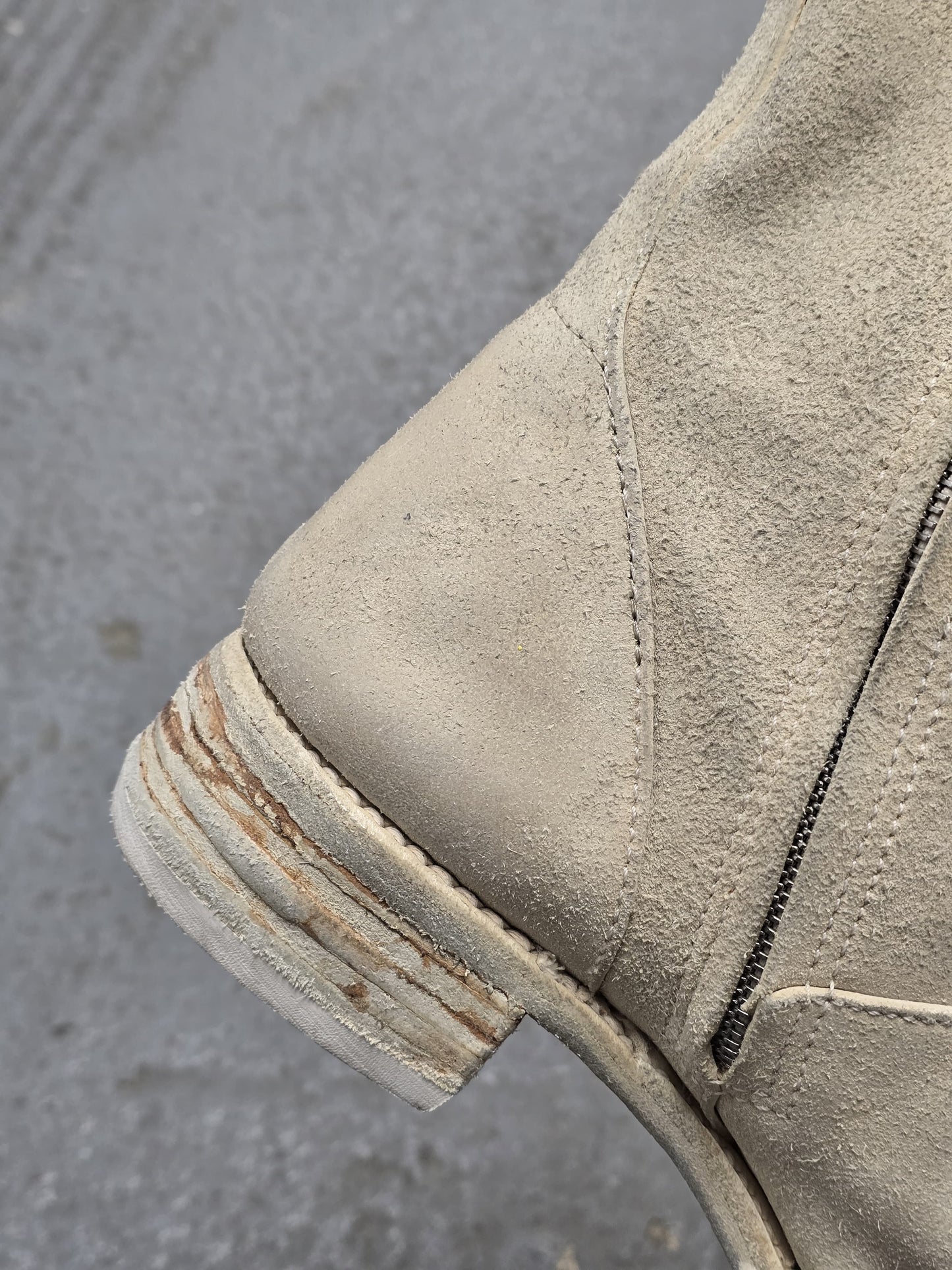 Carol Christian Poell AW05 "On Demand" Reverse Horse Leather Side Zip Boots