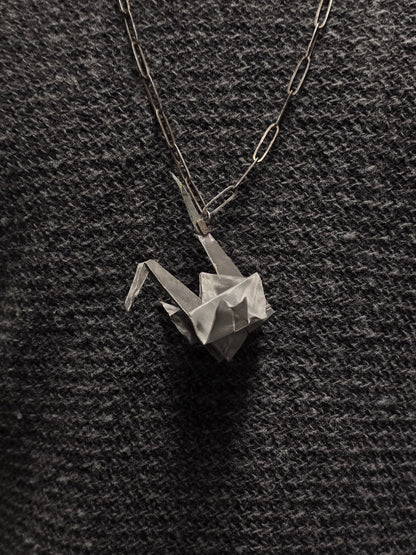 Taichi Murakami Stainless Steel Origami Crane Silver Necklace