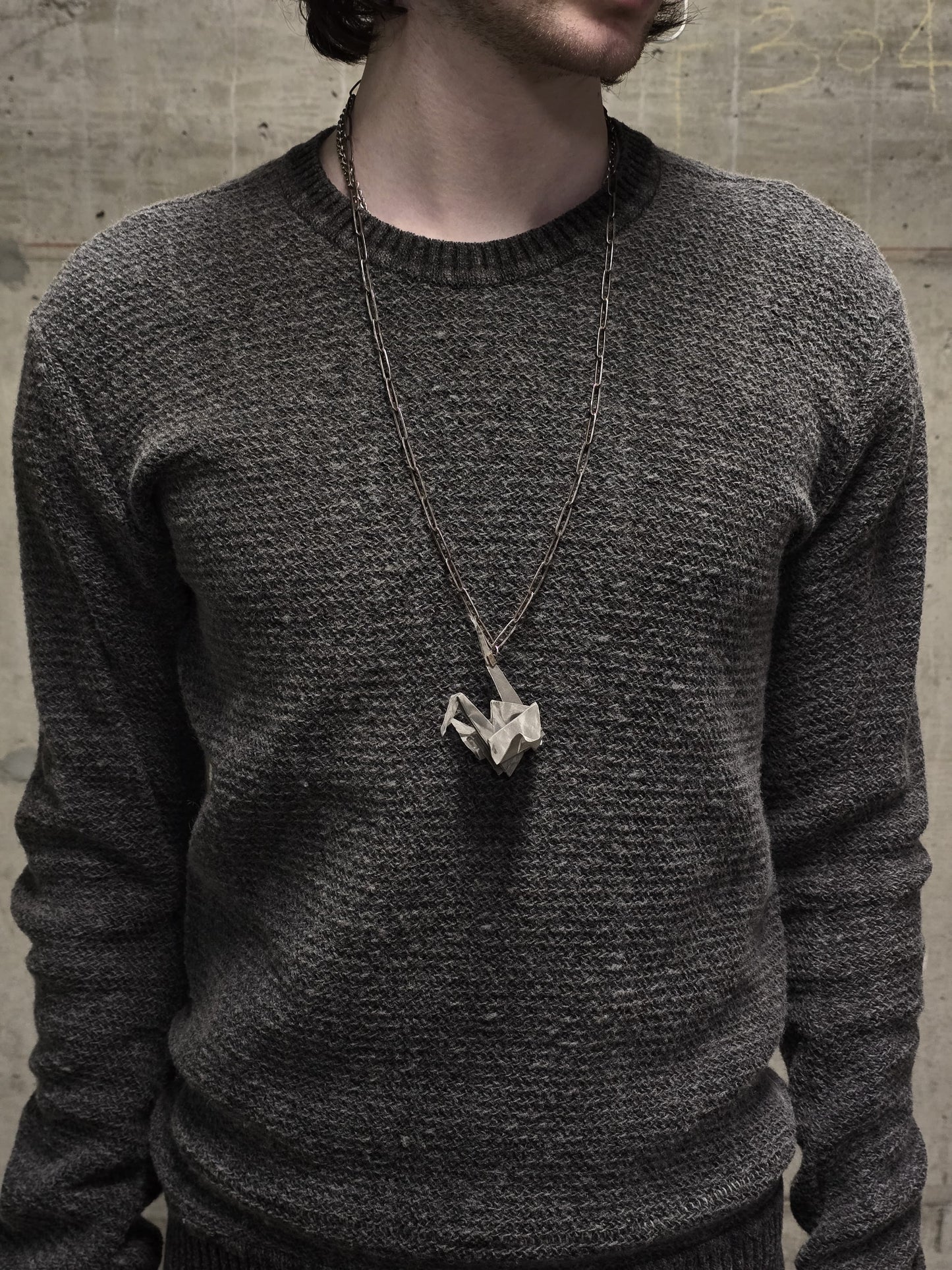 Taichi Murakami Stainless Steel Origami Crane Silver Necklace