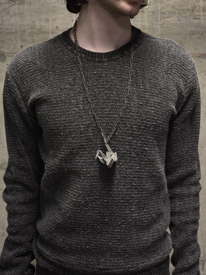 Taichi Murakami Stainless Steel Origami Crane Silver Necklace