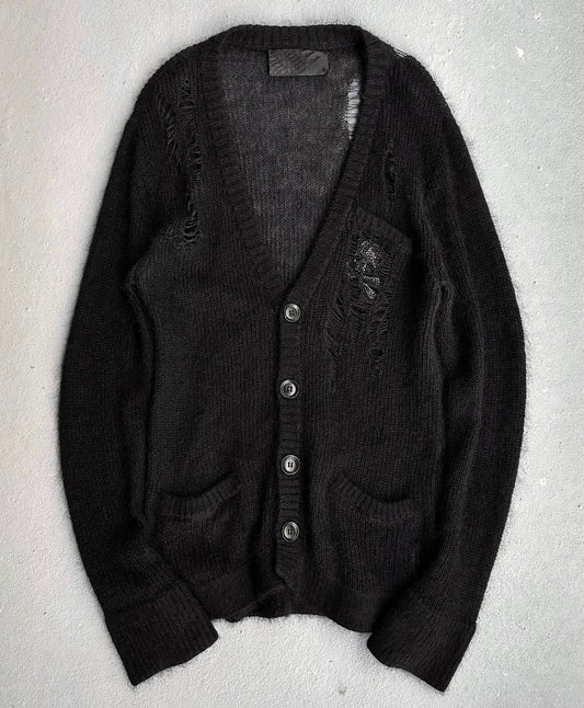 roen by Hiromu Takahara Early 00s Distressed Silk-Mohair Cardigan