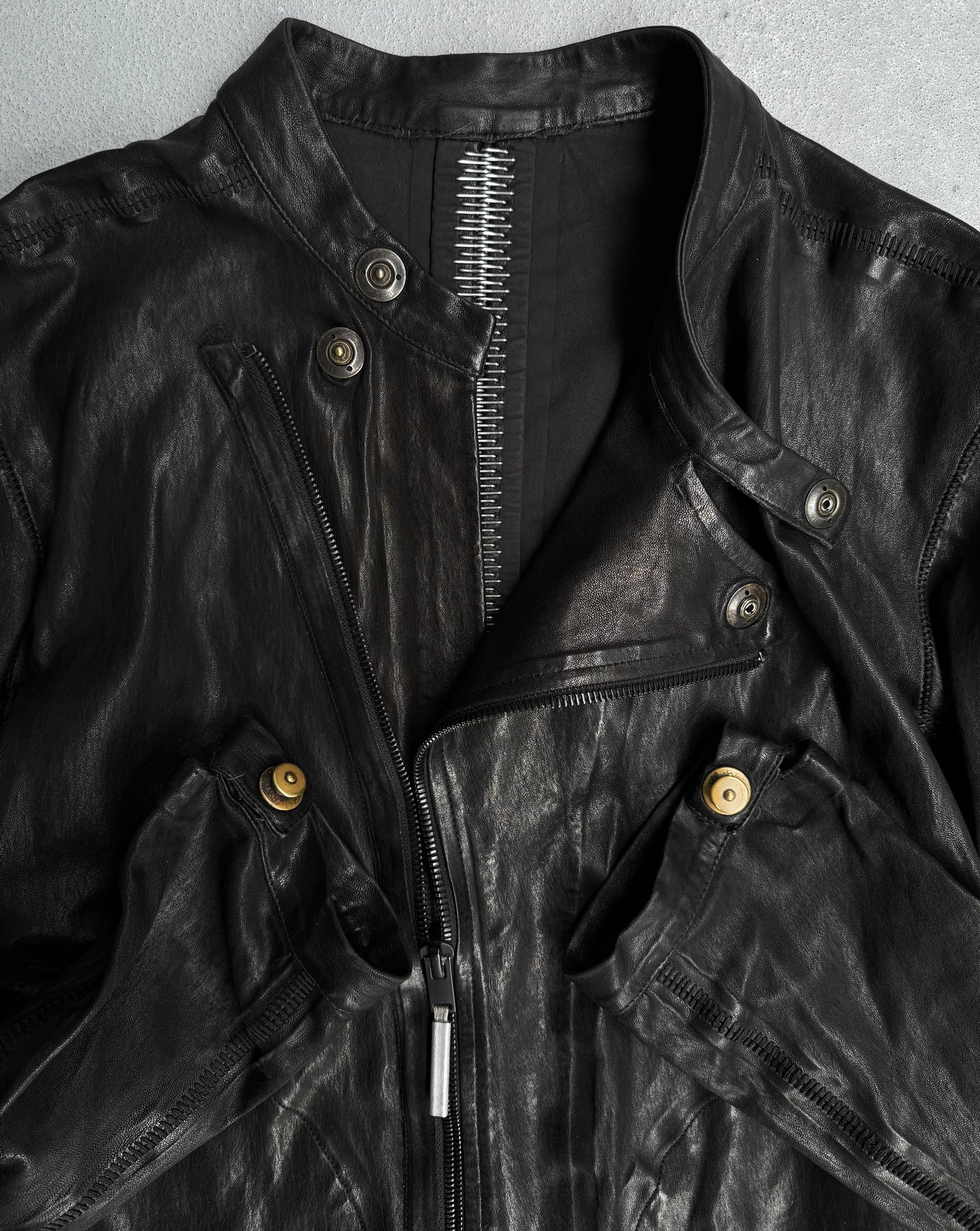 Isaac Sellam : “Experience” Black Lambskin Seamless Bute Crasse Pouille Spine Jacket