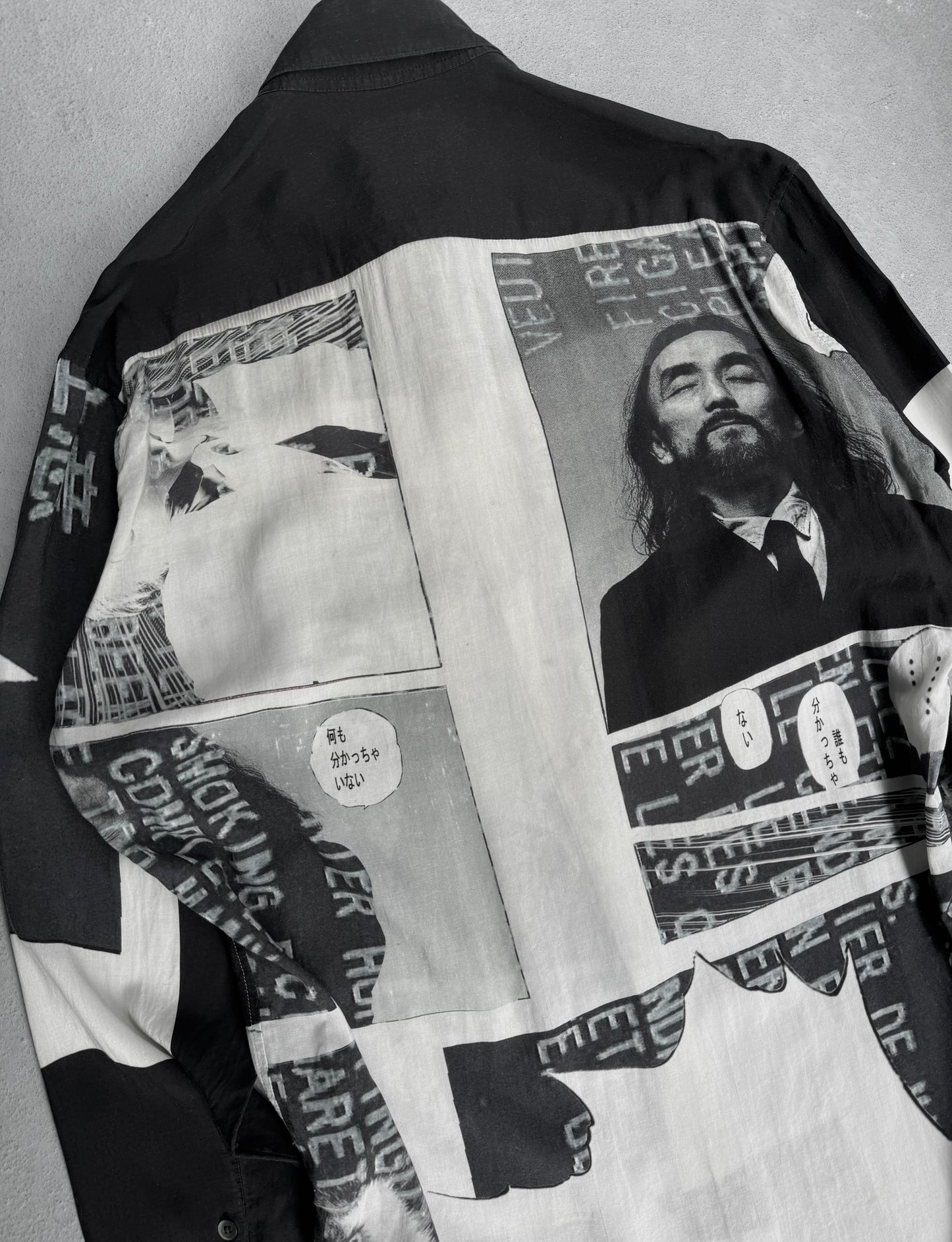Yohji Yamamoto POUR HOMME BLACK Scandal AW18 Side Button Comic Print Long Shirt