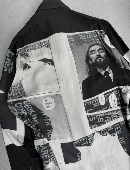 Yohji Yamamoto POUR HOMME BLACK Scandal AW18 Side Button Comic Print Long Shirt