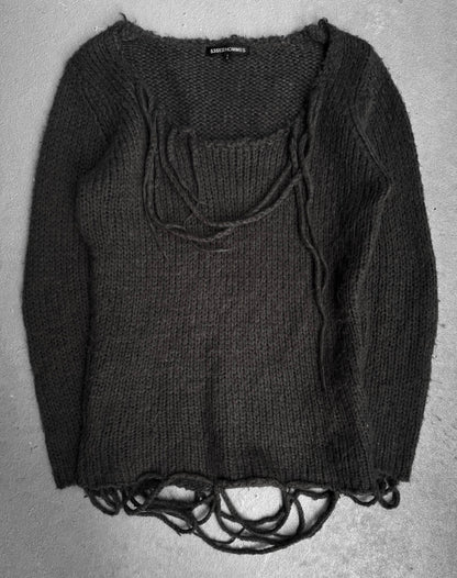 5351 Pour Les Hommes Early 00s Distressed Fringe Knit Sweater