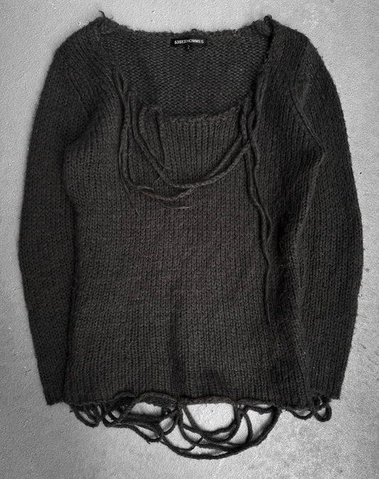 5351 Pour Les Hommes Early 00s Distressed Fringe Knit Sweater