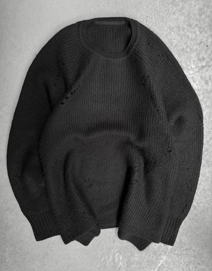 Julius_7 AW18-19 “ISDN;” Distressed Roving Wool Knit Sweater