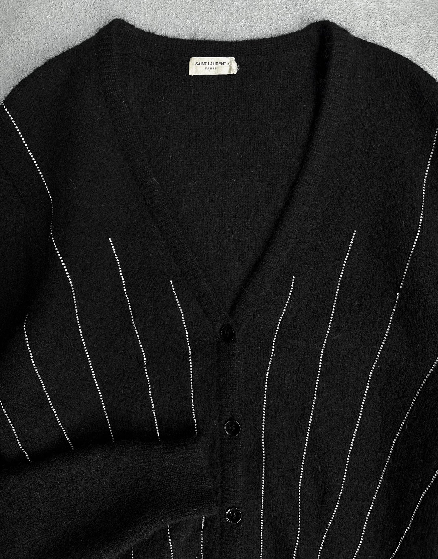 Saint Laurent Paris AW15 Swarovski Embellished Mohair Cardigan