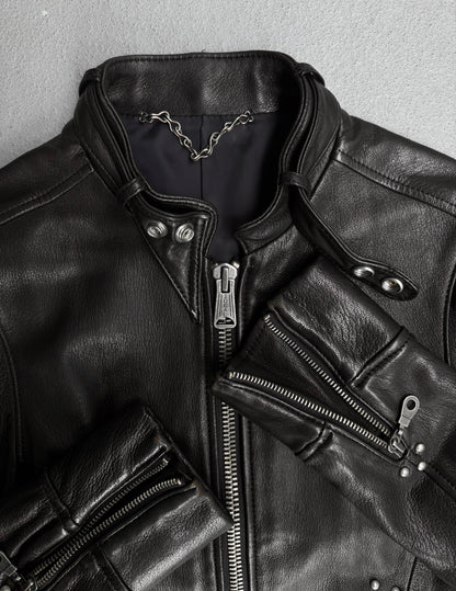 MiharaYasuhiro AW08 Deerskin Leather Studded Single Rider Jacket