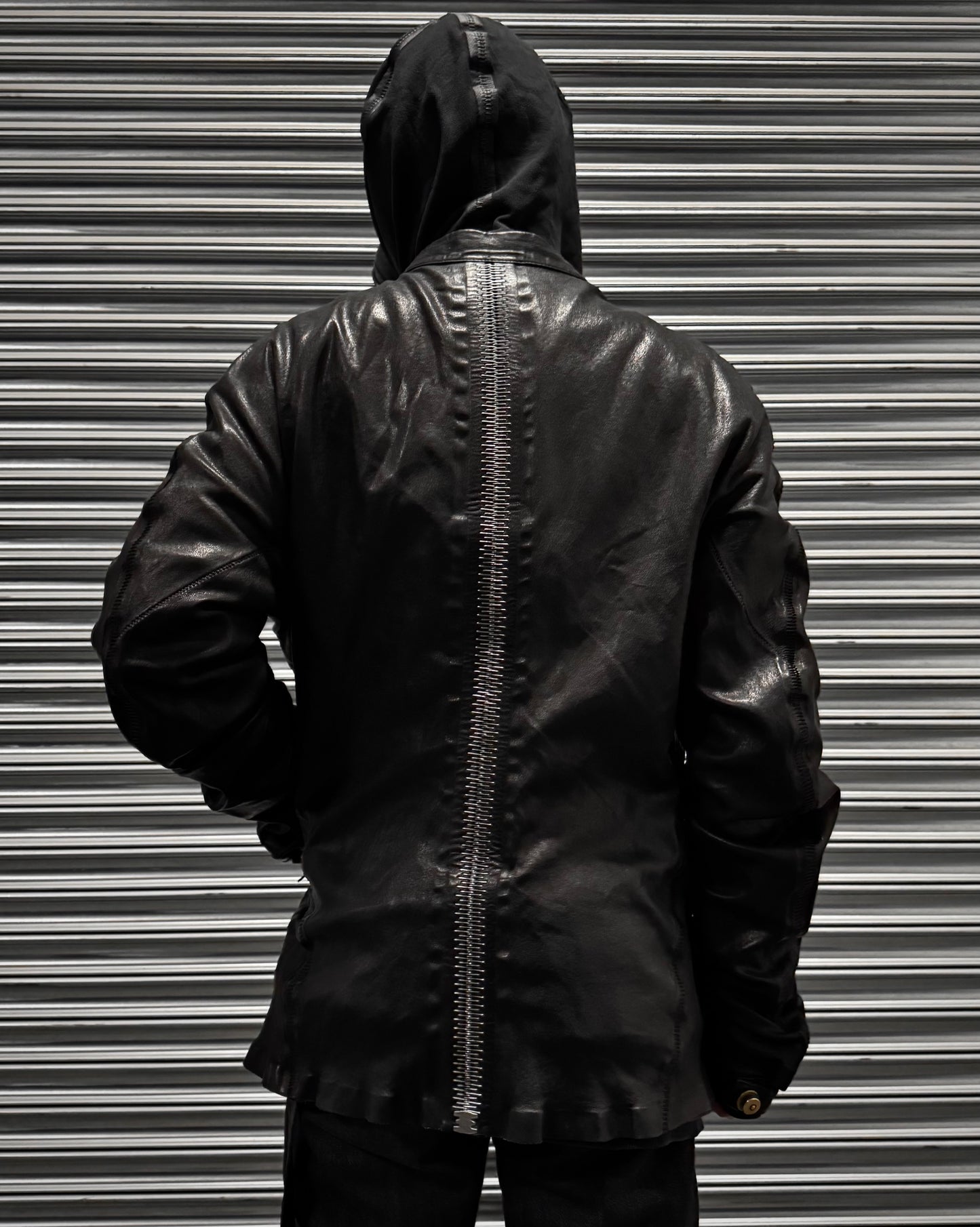 Isaac Sellam : “Experience” Black Lambskin Seamless Bute Crasse Pouille Spine Jacket