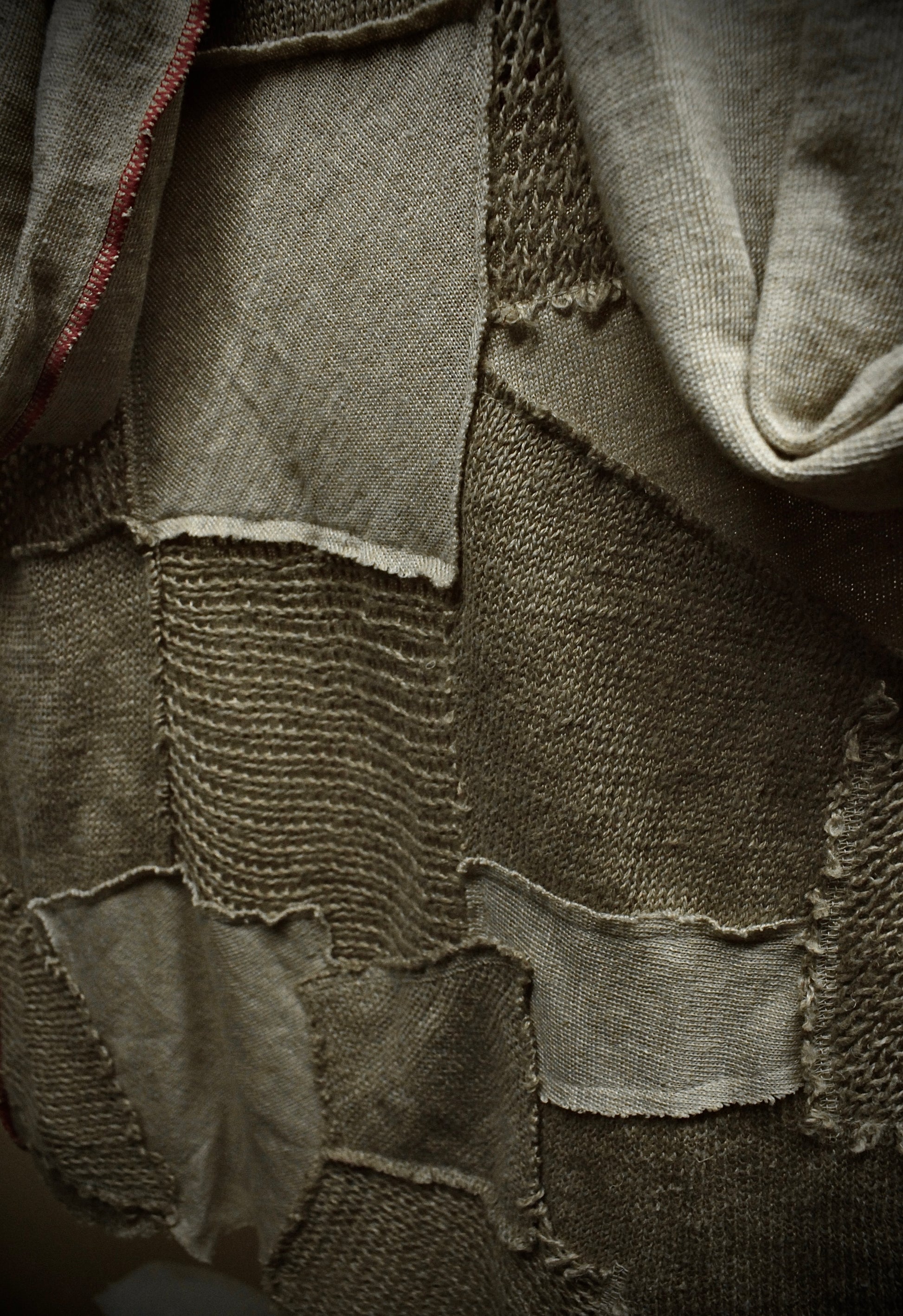Junya Watanabe SS03 Beige Patchwork Linen Knit Long-sleeve detail | DRIEW GARMENTS