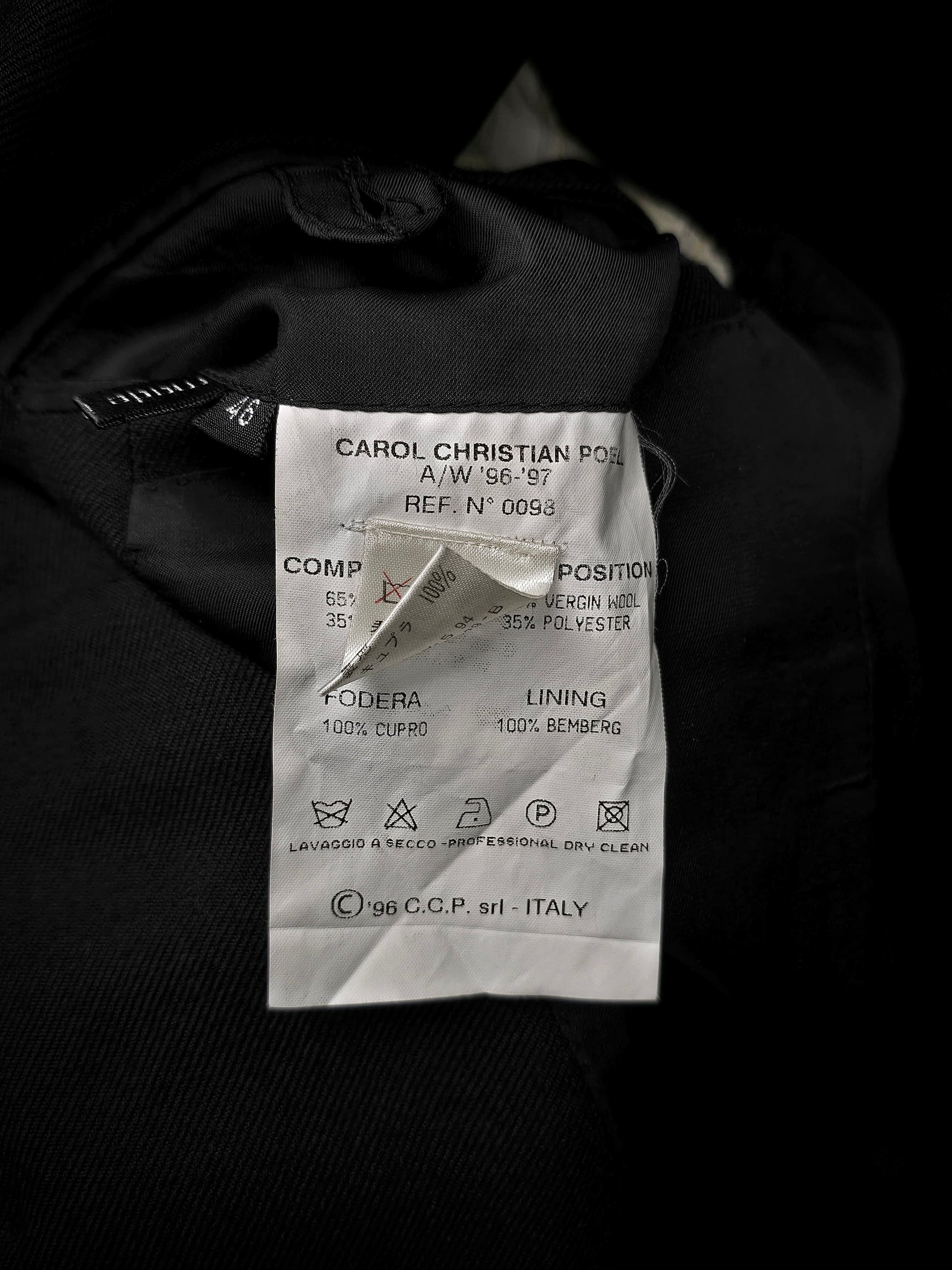 Carol Christian Poell AW96-97 Classic Notched Lapel Blazer detail | DRIEW GARMENTS