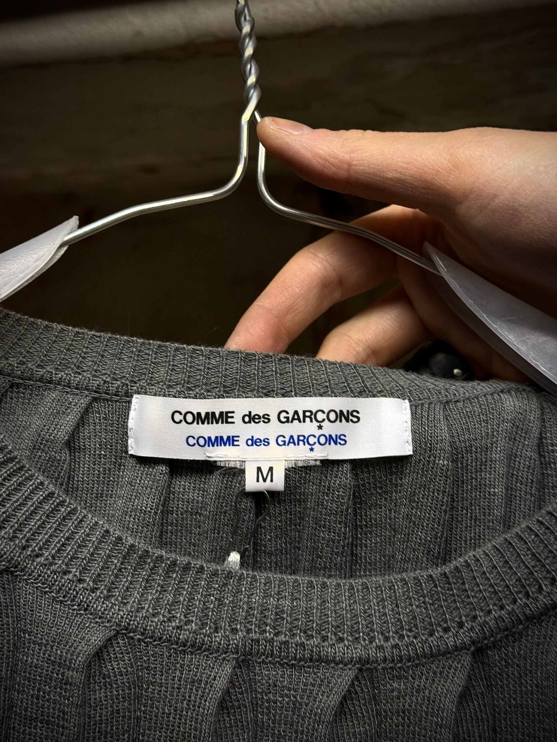 COMME des GARÇONS CDG Early 00s Grey Pleated Knit Sweater detail | DRIEW GARMENTS