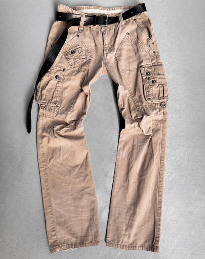 InTheAttic Early 00s Beige Bootcut Military Cargo Pants